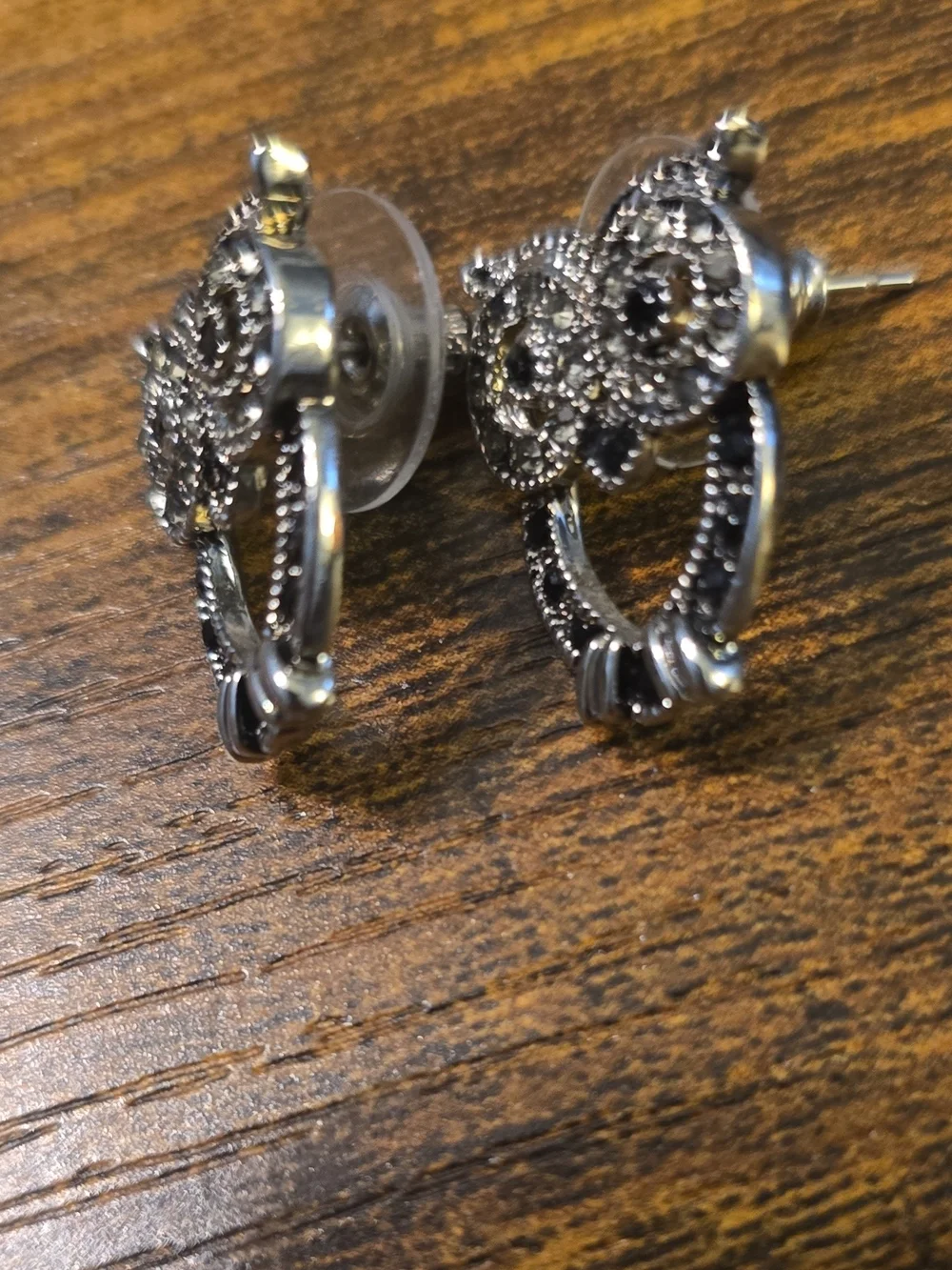 Intricate Silver Floral Hoop Earrings for Women
